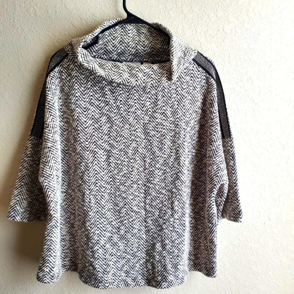 Zenergy By Chico’s Knit Crochet Cowl Neck Sweater